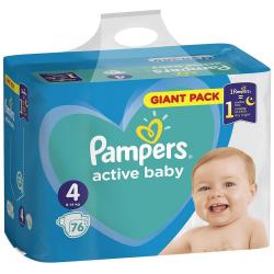 Pampers Active Baby pampersy 4 Maxi (9-14kg) 76sztuk