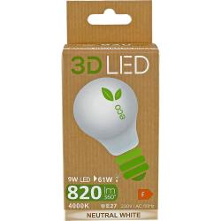 3D LED żarówka E27 9W biała