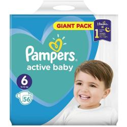 Pampers Active Baby pampersy 6 Extra Large (13-18kg) 56 sztuk