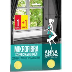 Anna Zaradna ściereczka do okien Mikrofibra 1+1 gratis żółta