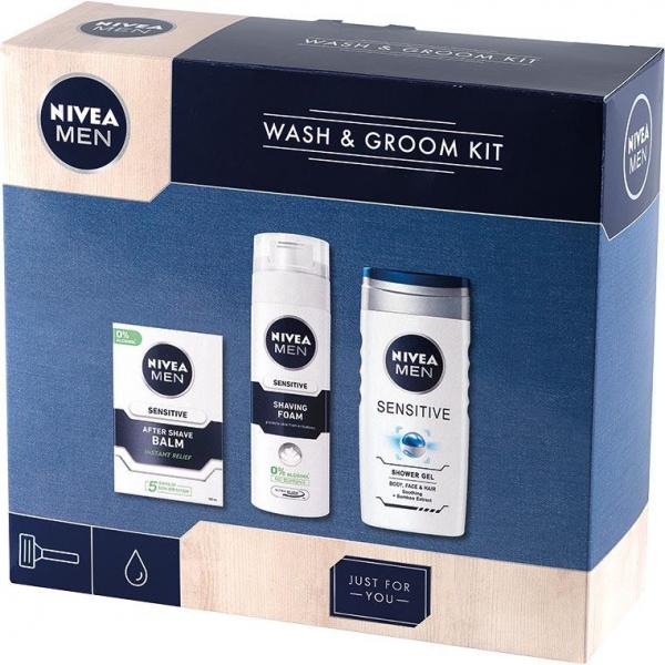 Nivea zestaw MEN Wash & Groom Kit żel pod prysznic + pianka do golenia + balsam po goleniu