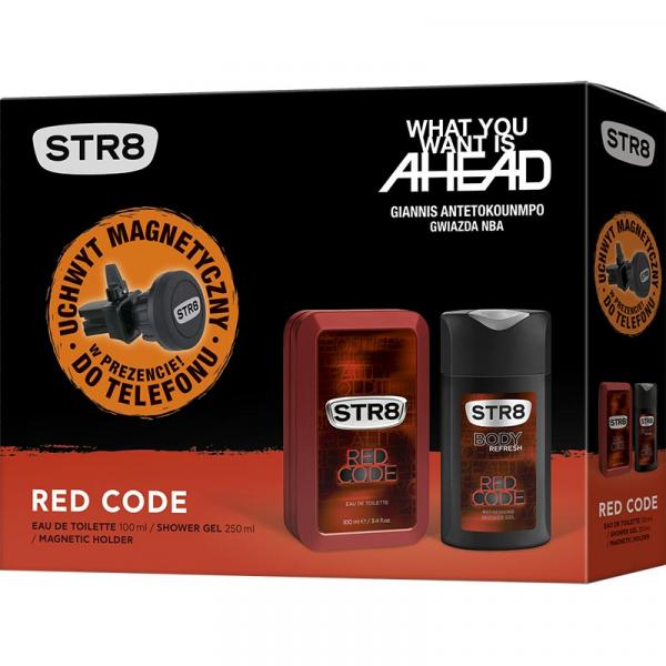 STR8 zestaw Red Code woda toaletowa 100ml + żel pod prysznic 250ml + uchwyt GSM