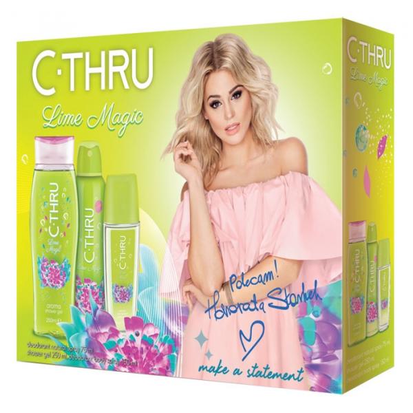 C-THRU zestaw Lime Magic dezodorant perfumowany 75ml + dezodorant 150ml + żel pod prysznic 250ml