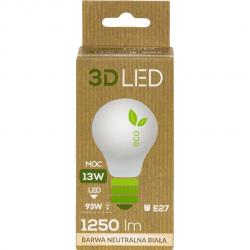 3D LED żarówka E27 13W biała