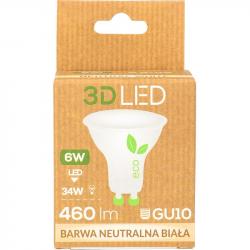 3D LED żarówka GU10 6W biała