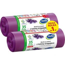 Stella worki na śmieci LDPE 35L/15szt. lawendowe+1 rolka-1zł