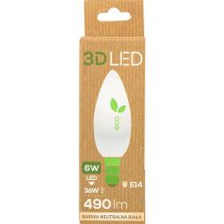 3D LED żarówka E14 6W biała