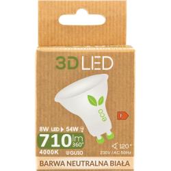 3D LED żarówka GU10 8W biała