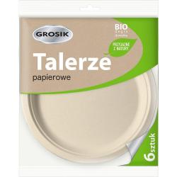 Grosik talerze jednorazowe Eko 6 sztuk Szary Papier