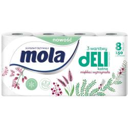 Mola Delikatna papier toaletowy trzywarstwowy 8 sztuk bezzapachowy