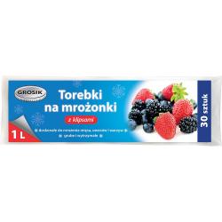 Grosik torebki na mrożonki 1L z klipsami 30 sztuk