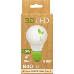 3D LED żarówka E27 10W biała