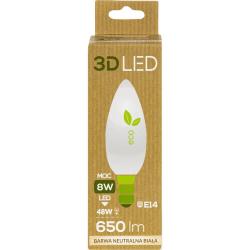 3D LED żarówka E14 8W biała
