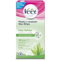 Veet Plastry z woskiem Wax Strips Aloes skóra sucha 12 sztuk