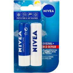 Nivea pomadka ochronna DUO Original + Med Repair 2x4,8g