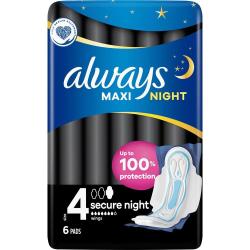 Always Maxi Night 4 podpaski ze skrzydełkami 6 sztuk