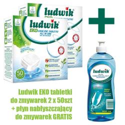 Ludwik Pakiet tabletki do zmywarek 2x50szt. + nabłyszczacz 500ml