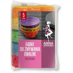 Anna Zaradna gąbki do zmywania owalne 5szt. kolorowe