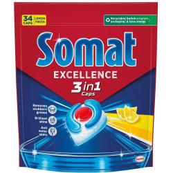 Somat Excellence 3in1 tabletki do zmywarek 34 sztuki Lemon