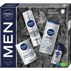 Nivea Zestaw Silver Protect roll-on + pianka do golenia + żel pod prysznic + balsam po goleniu