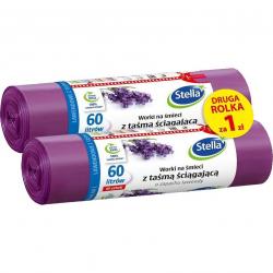 Stella worki na śmieci LDPE 60L/10szt. lawendowe+1 rolka-1zł