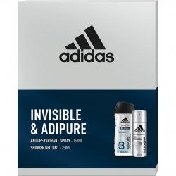 Adidas zestaw MEN Invisible & Adipure dezodorant + żel pod prysznic