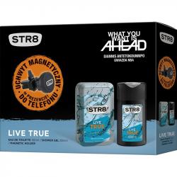 STR8 Zestaw Live True woda toaletowa 100ml + żel pod prysznic 250ml + uchwyt do smartfona