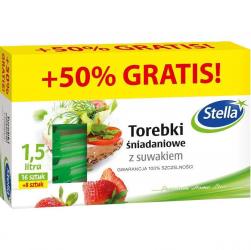 Stella torebki śniadaniowe z suwakiem 1.5L 16+8szt. gratis