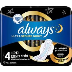 Always Ultra Secure Night podpaski ze skrzydełkami 6szt. rozm. 4
