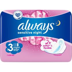 Always Ultra Sensitive Night 7szt. podpaski ze skrzydełkami (rozm.3)