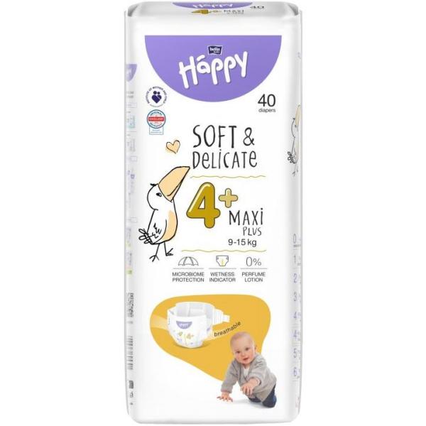 Happy Soft & Delicate pieluchy Maxi Plus (4+) (9-15kg) 40 sztuk