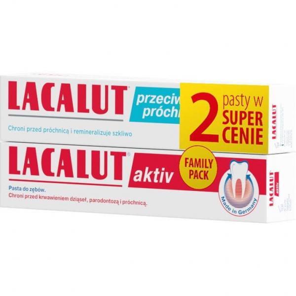 Lacalut Zestaw pasta do zębów Activ 75ml+przeciw próchnicy 75ml