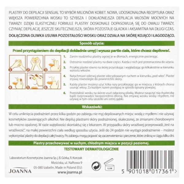 Joanna Sensual plastry do depilacji twarzy – włosy mocne