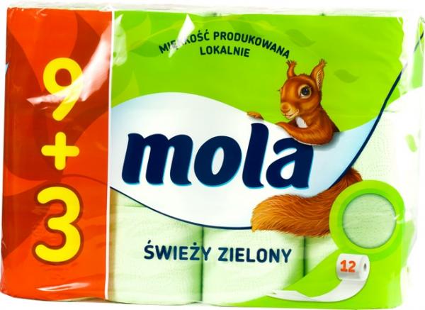 Mola papier toaletowy zielony 9+3szt