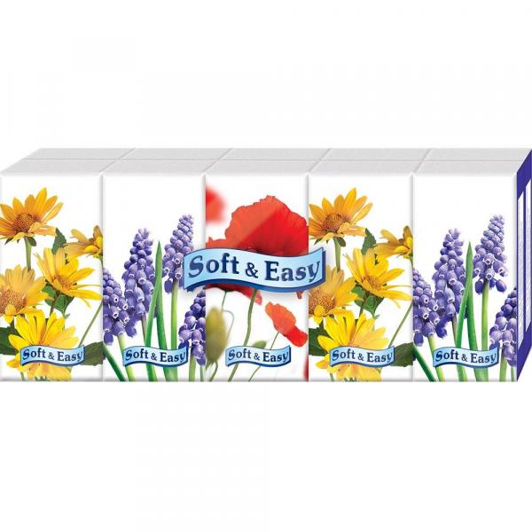 Soft & Easy chusteczki 3-warstwowe 10x9 sztuk Kwiaty
