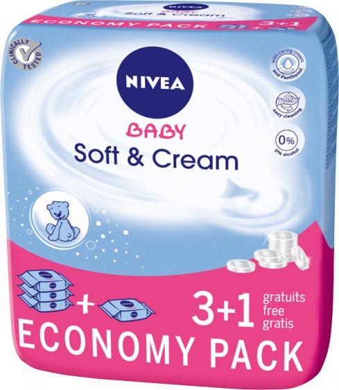 Nivea Baby chusteczki nawilżane Soft & Cream 3+1 gratis