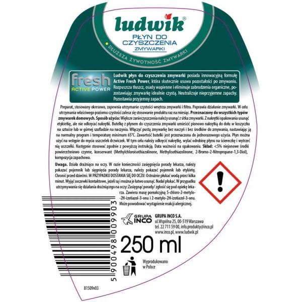Ludwik płyn do czyszczenia zmywarki 250ml