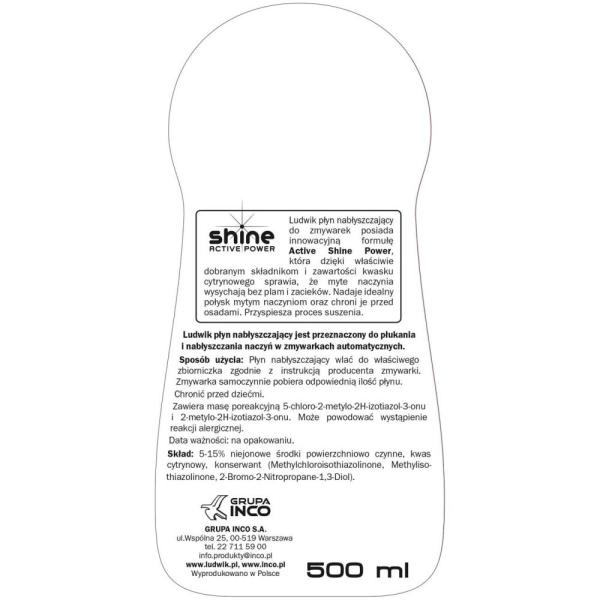 Ludwik płyn nabłyszczający do zmywarek 500ml