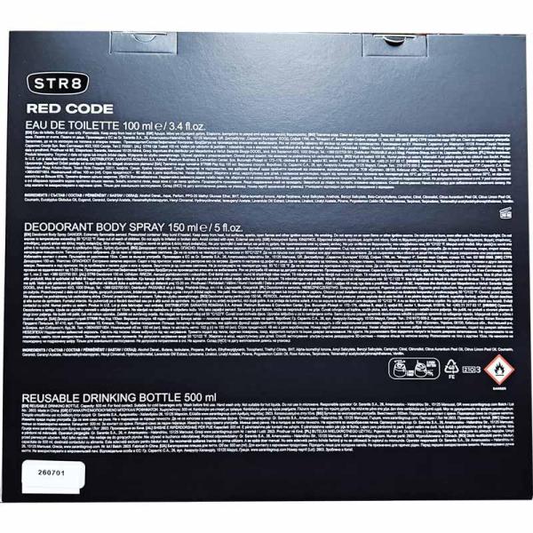 STR8 zestaw Red Code woda toaletowa 100ml + dezodorant 150ml + bidon 500ml 