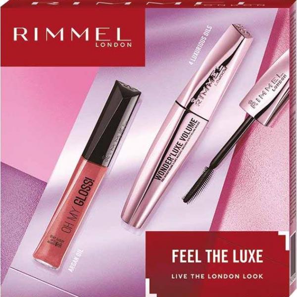 Rimmel zestaw Feel the Luxe tusz do rzęs + błyszczyk