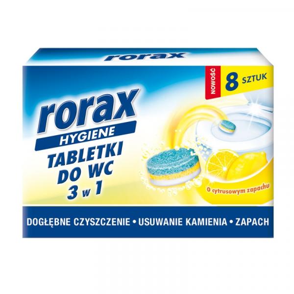 Rorax tabletki do wc 3w1 8szt 1+1 GRATIS