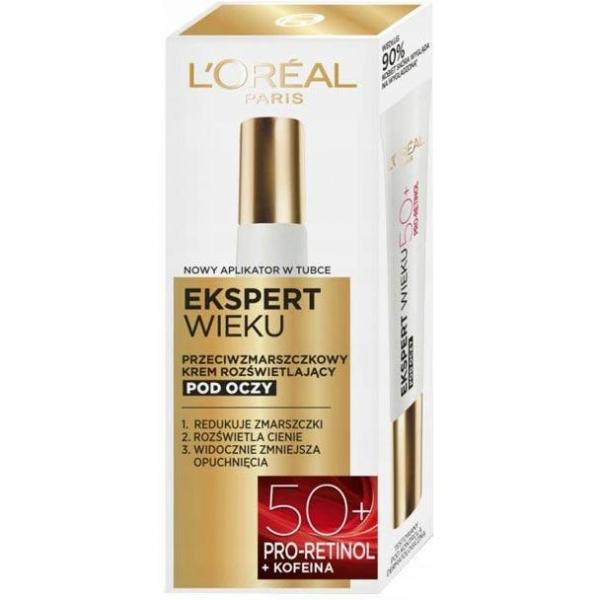 Loreal Ekspert wieku 50+ krem przeciwzmarszczkowy pod oczy 15ml rozświetlający