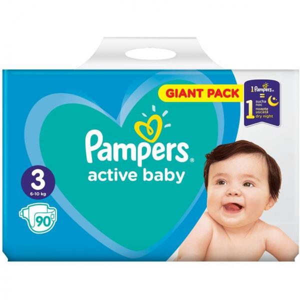 Pampers Active Baby pampersy 3 (6-10kg) Midi 90szt
