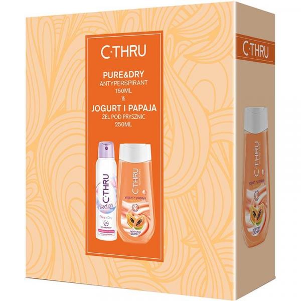 C-THRU zestaw Pure + Dry dezodorant 150ml + Papaya żel pod prysznic 250ml