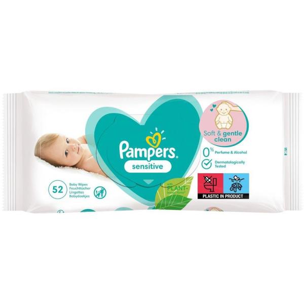 Pampers Sensitive chusteczki nawilżane dla niemowląt 52 sztuki