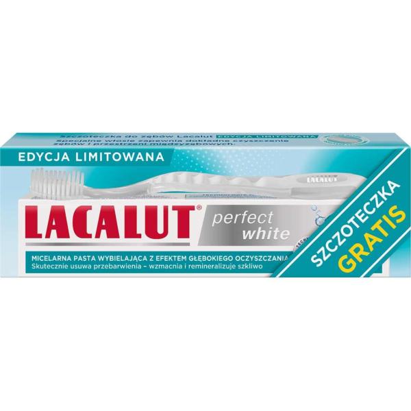 Lacalut Perfect White zestaw (pasta do zębów 75ml + szczoteczka) 