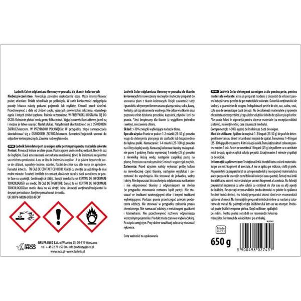 Ludwik tlenowy odplamiacz w proszku 650g Kolor
