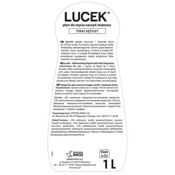 Lucek płyn do mycia naczyń 1L miętowy