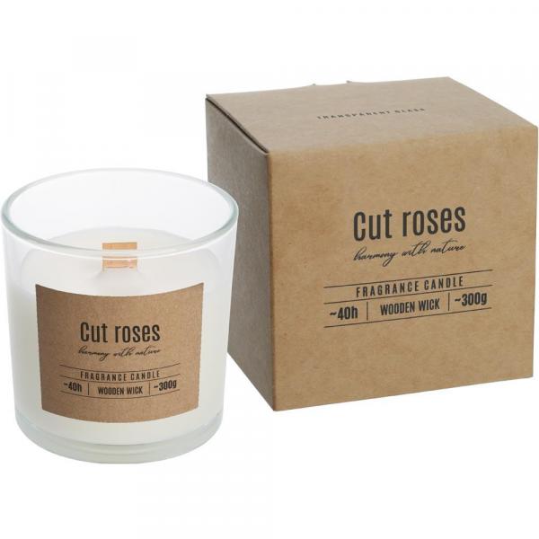 Bispol świeca zapachowa z drewnianym knotem Cut Roses
