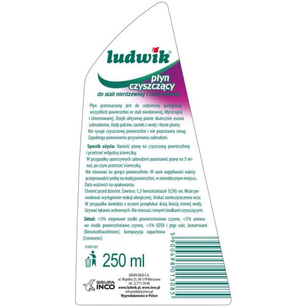 Ludwik płyn do czyszczenia stali nierdzewnej i chromowanej spray 250ml